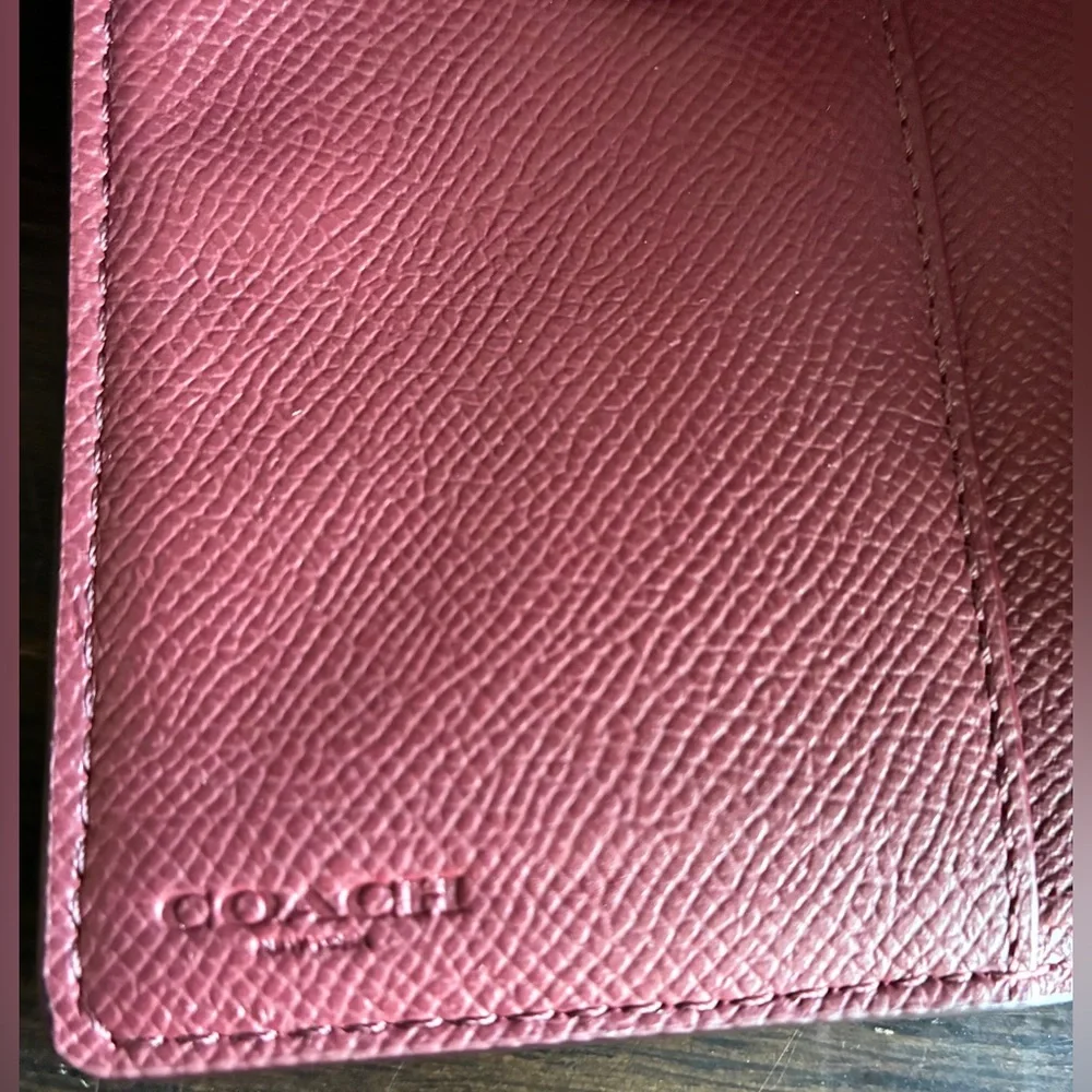 COACH Metallic Rose Pink Textured Leather Wallet with Gold Logo